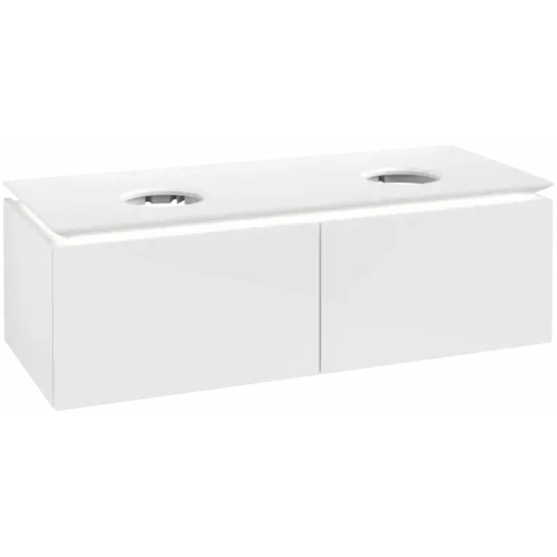 Villeroy & Boch Legato Тумба под раковину, с подсветкой, 2 выдвижных ящика, 1200 x 380 x 500 mm, Glossy White / Glossy White B583L0DH