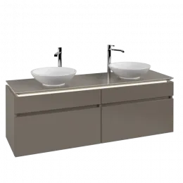 Villeroy & Boch Legato Тумба под раковину, с подсветкой, 4 выдвижных ящика, 1600 x 550 x 500 mm, Truffle Grey / Truffle Grey B600L0VG