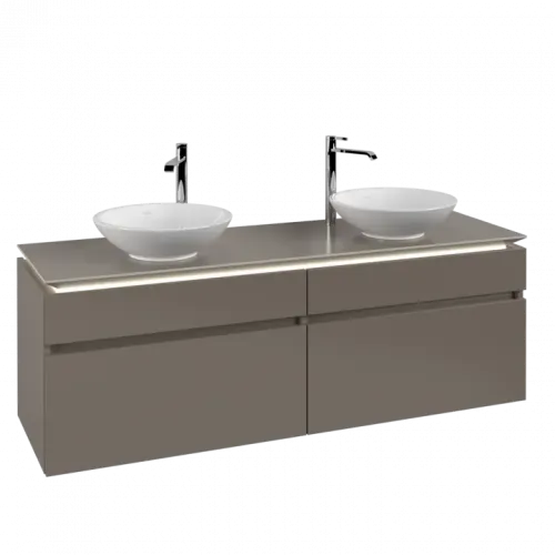 Villeroy & Boch Legato Тумба под раковину, с подсветкой, 4 выдвижных ящика, 1600 x 550 x 500 mm, Truffle Grey / Truffle Grey B600L0VG