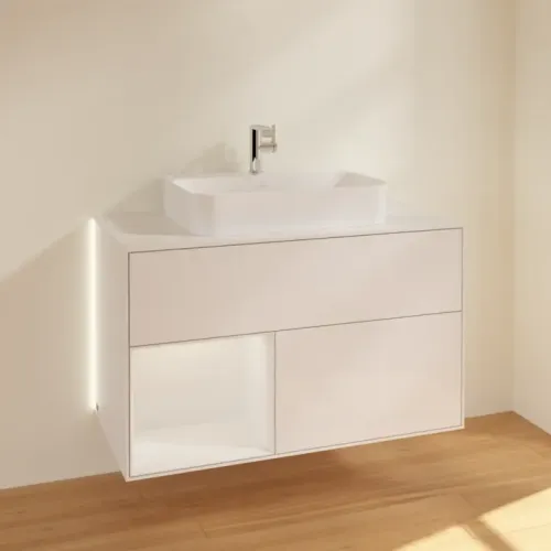Villeroy & Boch Finion Тумба под раковину, с подсветкой, 2 выдвижных ящика, 1000 x 603 x 501 mm, Glossy White Lacquer / Glossy White Lacquer G361GFGF