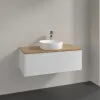 Villeroy & Boch Antao Тумба под раковину, с подсветкой, 1 выдвижной ящик, 1000 x 360 x 500 mm, лицевая поверхность без текстурированной отделки, Glossy White Lacquer / Honey Oak L31051GF