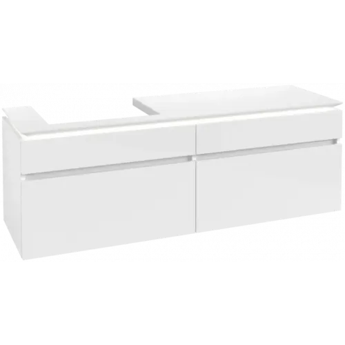 Villeroy & Boch Legato Тумба под раковину, с подсветкой, 4 выдвижных ящика, 1600 x 550 x 500 mm, Glossy White / Glossy White B689L0DH