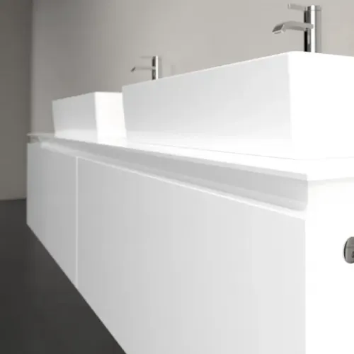 Villeroy & Boch Legato Тумба под раковину, с подсветкой, 2 выдвижных ящика, 1600 x 380 x 500 mm, Glossy White / Glossy White B676L0DH