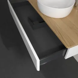 Villeroy & Boch Antao Тумба под раковину, 1 выдвижной ящик, 1000 x 190 x 500 mm, лицевая поверхность без текстурированной отделки, Glossy White Lacquer / Honey Oak K09051GF