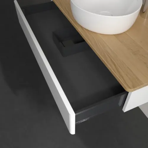 Villeroy & Boch Antao Тумба под раковину, 1 выдвижной ящик, 1000 x 190 x 500 mm, лицевая поверхность без текстурированной отделки, Glossy White Lacquer / Honey Oak K09051GF