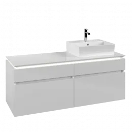 Villeroy & Boch Legato Тумба под раковину, с подсветкой, 4 выдвижных ящика, 1400 x 550 x 500 mm, Glossy White / Glossy White B616L0DH