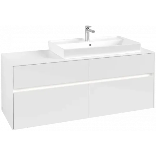 Villeroy & Boch Collaro Тумба под раковину, с подсветкой, 4 выдвижных ящика, 1400 x 548 x 500 mm, Glossy White / Glossy White C090B0DH
