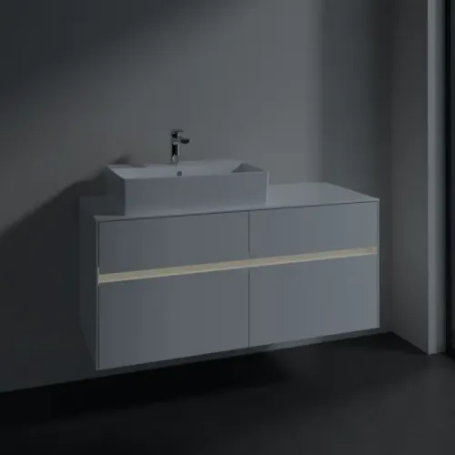 Villeroy & Boch Collaro Тумба под раковину, с подсветкой, 4 выдвижных ящика, 1200 x 548 x 500 mm, Glossy White / Glossy White C129B0DH