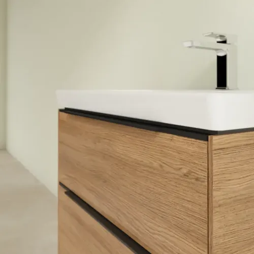 Villeroy & Boch Subway 3.0 Тумба под раковину, с подсветкой, 2 выдвижных ящика, 622 x 576 x 478 mm, Oak Kansas C576L1RH