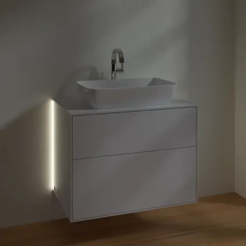 Villeroy & Boch Finion Тумба под раковину, с подсветкой, 2 выдвижных ящика, 800 x 603 x 501 mm, Glossy White Lacquer G75100GF