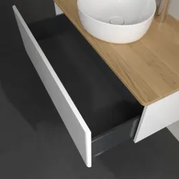 Villeroy & Boch Antao Тумба под раковину, 1 выдвижной ящик, 1000 x 360 x 500 mm, лицевая поверхность без текстурированной отделки, Glossy White Lacquer / Honey Oak K31051GF