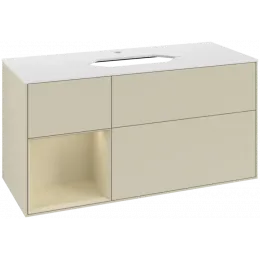 Villeroy & Boch Finion Тумба под раковину, с подсветкой, 3 выдвижных ящика, 1200 x 603 x 501 mm, Silk Grey Matt Lacquer / Silk Grey Matt Lacquer F291HJHJ