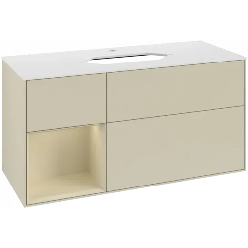 Villeroy & Boch Finion Тумба под раковину, с подсветкой, 3 выдвижных ящика, 1200 x 603 x 501 mm, Silk Grey Matt Lacquer / Silk Grey Matt Lacquer F291HJHJ