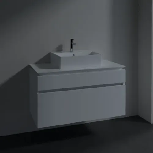 Villeroy & Boch Legato Тумба под раковину, с подсветкой, 2 выдвижных ящика, 1000 x 550 x 500 mm, Glossy White / Glossy White B604L0DH