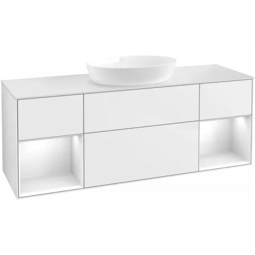 Villeroy & Boch Finion Тумба под раковину, с подсветкой, 4 выдвижных ящика, 1600 x 603 x 501 mm, Glossy White Lacquer / Glossy White Lacquer GD01GFGF