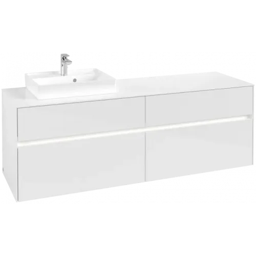 Villeroy & Boch Collaro Тумба под раковину, с подсветкой, 4 выдвижных ящика, 1600 x 548 x 500 mm, Glossy White / Glossy White C078B0DH
