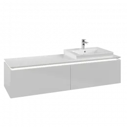 Villeroy & Boch Legato Тумба под раковину, с подсветкой, 2 выдвижных ящика, 1600 x 380 x 500 mm, Glossy White / Glossy White B690L0DH