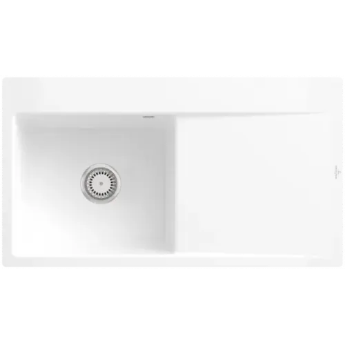 Villeroy & Boch Subway Style 50 Flat Мойка, включая Комплект слива с ручным управлением, выкл Керамика, 880 x 490 mm, Альпийский белый CeramicPlus 33521FR1