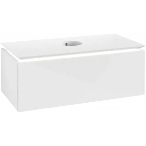 Villeroy & Boch Legato Тумба под раковину, с подсветкой, 1 выдвижной ящик, 1000 x 380 x 500 mm, Glossy White / Glossy White B603L0DH