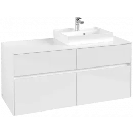 Villeroy & Boch Collaro Тумба под раковину, 4 выдвижных ящика, 1200 x 548 x 500 mm, Glossy White / Glossy White C07200DH