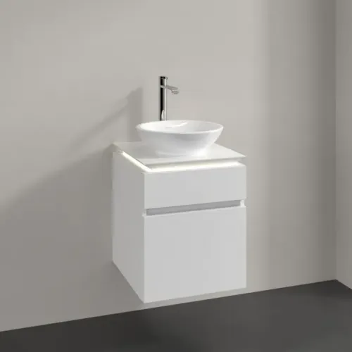 Villeroy & Boch Legato Тумба под раковину, с подсветкой, 2 выдвижных ящика, 450 x 550 x 500 mm, Glossy White / Glossy White B566L0DH