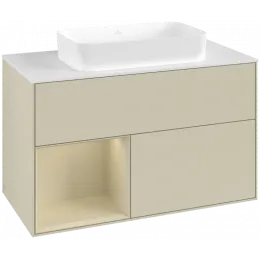 Villeroy & Boch Finion Тумба под раковину, с подсветкой, 2 выдвижных ящика, 1000 x 603 x 501 mm, Silk Grey Matt Lacquer / Silk Grey Matt Lacquer G651HJHJ