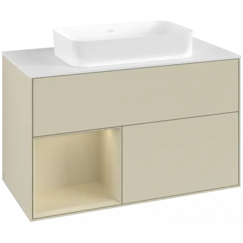 Villeroy & Boch Finion Тумба под раковину, с подсветкой, 2 выдвижных ящика, 1000 x 603 x 501 mm, Silk Grey Matt Lacquer / Silk Grey Matt Lacquer G651HJHJ