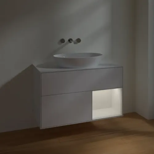 Villeroy & Boch Finion Тумба под раковину, с подсветкой, 2 выдвижных ящика, 1000 x 603 x 501 mm, Glossy White Lacquer / Glossy White Lacquer FA21GFGF