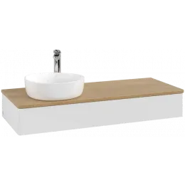 Villeroy & Boch Antao Тумба под раковину, с подсветкой, 1 выдвижной ящик, 1200 x 190 x 500 mm, лицевая поверхность без текстурированной отделки, Glossy White Lacquer / Honey Oak L11051GF