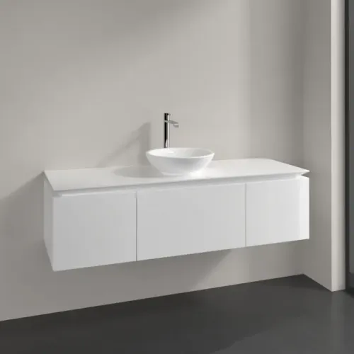 Villeroy & Boch Legato Тумба под раковину, 3 выдвижных ящика, 1400 x 380 x 500 mm, Glossy White / Glossy White B58500DH
