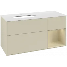 Villeroy & Boch Finion Тумба под раковину, с подсветкой, 3 выдвижных ящика, 1200 x 603 x 501 mm, Silk Grey Matt Lacquer / Silk Grey Matt Lacquer F281HJHJ