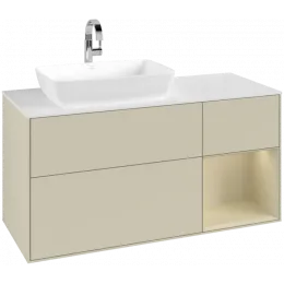 Villeroy & Boch Finion Тумба под раковину, с подсветкой, 3 выдвижных ящика, 1200 x 603 x 501 mm, Silk Grey Matt Lacquer / Silk Grey Matt Lacquer G811HJHJ