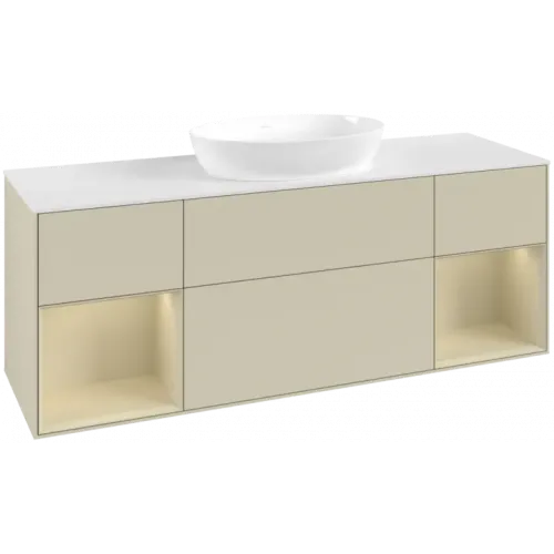 Villeroy & Boch Finion Тумба под раковину, с подсветкой, 4 выдвижных ящика, 1600 x 603 x 501 mm, Silk Grey Matt Lacquer / Silk Grey Matt Lacquer FD01HJHJ