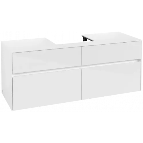 Villeroy & Boch Collaro Тумба под раковину, 4 выдвижных ящика, 1400 x 548 x 500 mm, Glossy White / Glossy White C07300DH