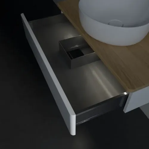 Villeroy & Boch Antao Тумба под раковину, с подсветкой, 1 выдвижной ящик, 800 x 190 x 500 mm, лицевая поверхность без текстурированной отделки, Glossy White Lacquer / Honey Oak L08051GF