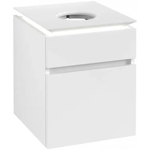 Villeroy & Boch Legato Тумба под раковину, с подсветкой, 2 выдвижных ящика, 450 x 550 x 500 mm, Glossy White / Glossy White B566L0DH