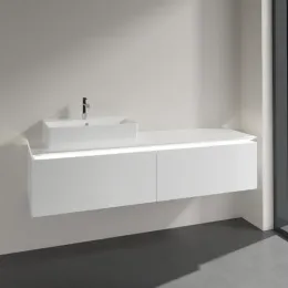 Villeroy & Boch Legato Тумба под раковину, с подсветкой, 2 выдвижных ящика, 1600 x 380 x 500 mm, Glossy White / Glossy White B672L0DH