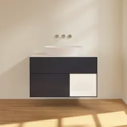 Villeroy & Boch Finion Тумба под раковину, с подсветкой, 2 выдвижных ящика, 1000 x 603 x 501 mm, Midnight Blue Matt Lacquer / White Matt Lacquer FA21MTHG