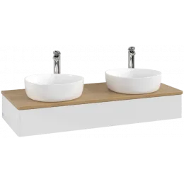 Villeroy & Boch Antao Тумба под раковину, 1 выдвижной ящик, 1200 x 190 x 500 mm, лицевая поверхность без текстурированной отделки, Glossy White Lacquer / Honey Oak K13051GF