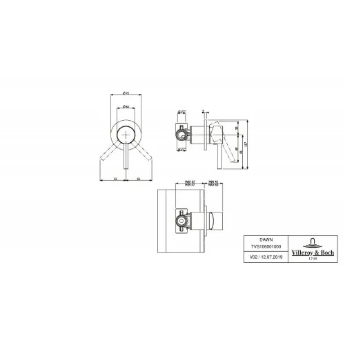 Смеситель для душа встраиваемый на 1 выход Villeroy & Boch Dawn однорычажный TVS10600100061