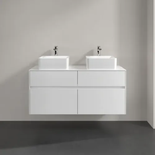 Villeroy & Boch Collaro Тумба под раковину, с подсветкой, 4 выдвижных ящика, 1200 x 548 x 500 mm, Glossy White / Glossy White C044B0DH