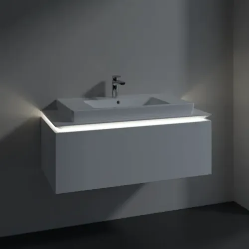 Villeroy & Boch Legato Тумба под раковину, с подсветкой, 1 выдвижной ящик, 1000 x 380 x 500 mm, Glossy White / Glossy White B694L0DH