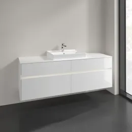 Villeroy & Boch Collaro Тумба под раковину, с подсветкой, 4 выдвижных ящика, 1600 x 548 x 500 mm, Glossy White / Glossy White C025B0DH