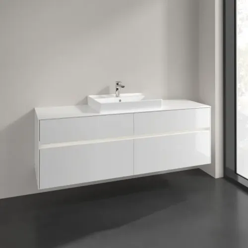 Villeroy & Boch Collaro Тумба под раковину, с подсветкой, 4 выдвижных ящика, 1600 x 548 x 500 mm, Glossy White / Glossy White C025B0DH