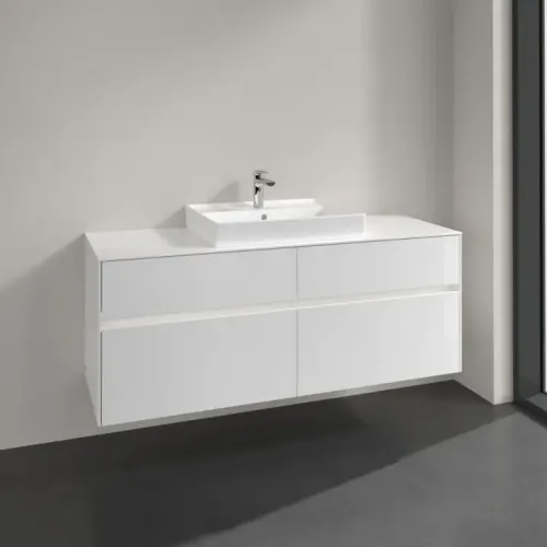 Villeroy & Boch Collaro Тумба под раковину, с подсветкой, 4 выдвижных ящика, 1400 x 548 x 500 mm, Glossy White / Glossy White C084B0DH