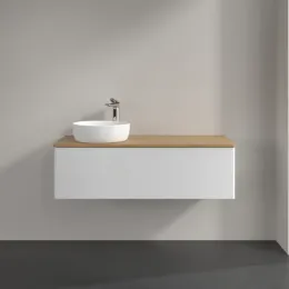 Villeroy & Boch Antao Тумба под раковину, с подсветкой, 1 выдвижной ящик, 1200 x 360 x 500 mm, лицевая поверхность без текстурированной отделки, Glossy White Lacquer / Honey Oak L33051GF