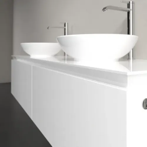 Villeroy & Boch Legato Тумба под раковину, с подсветкой, 2 выдвижных ящика, 1600 x 380 x 500 mm, Glossy White / Glossy White B599L0DH