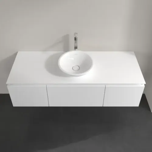 Villeroy & Boch Legato Тумба под раковину, 3 выдвижных ящика, 1400 x 380 x 500 mm, Glossy White / Glossy White B58500DH