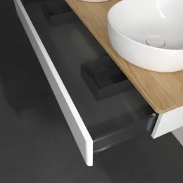 Villeroy & Boch Antao Тумба под раковину, с подсветкой, 1 выдвижной ящик, 1200 x 190 x 500 mm, лицевая поверхность без текстурированной отделки, Glossy White Lacquer / Honey Oak L13051GF