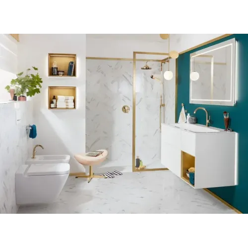 Villeroy & Boch Finion Тумба под раковину, с подсветкой, 3 выдвижных ящика, 1196 x 591 x 498 mm, White Matt Lacquer / Gold Matt Lacquer G070HFMT